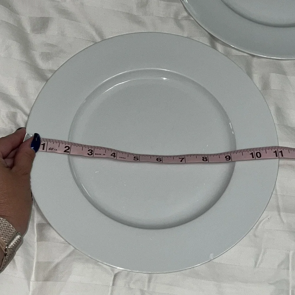 Pier 1 Luminous Porcelain White Coupe Dinner Plates 10 1/2